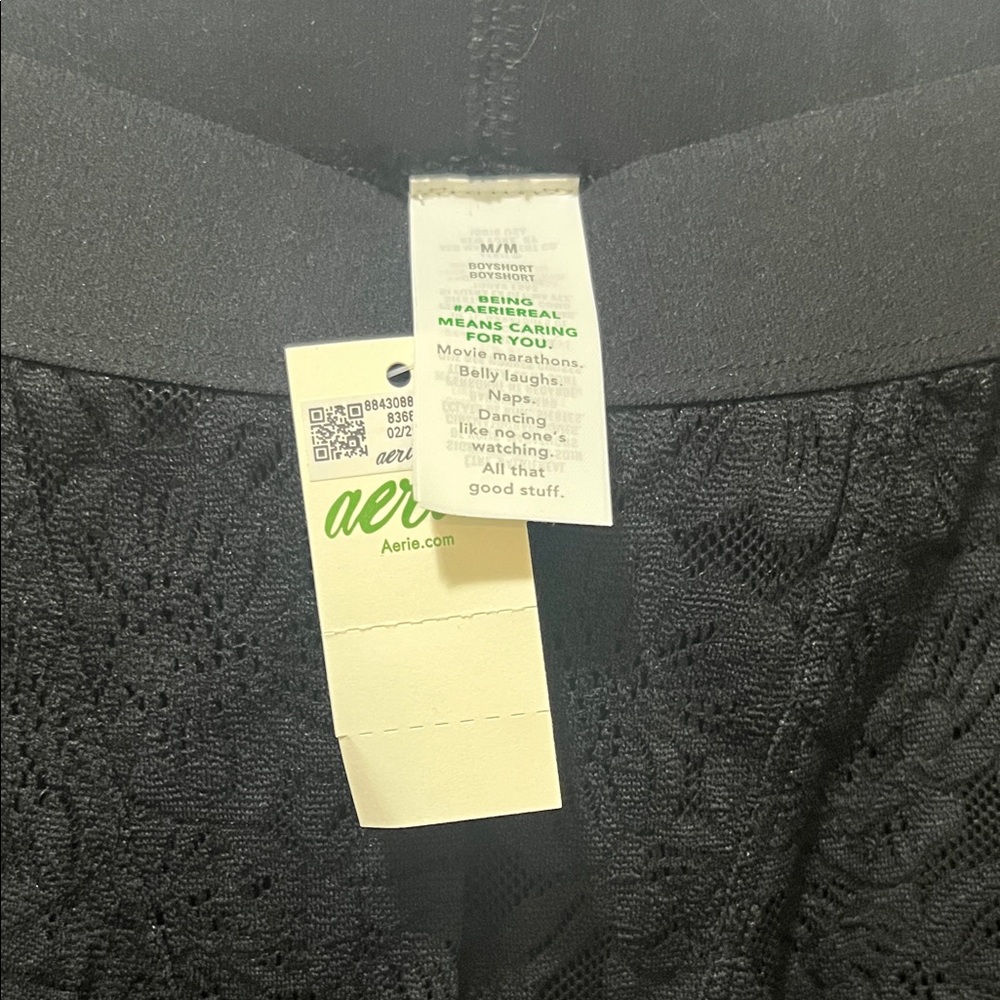 aerie Black Floral Lace brief Shorts NWT M - Picture 2 of 4